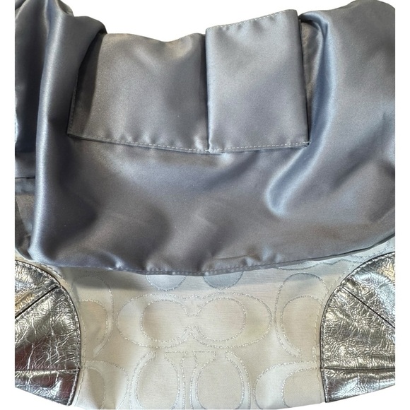 Coach Peyton Silver & White Monogrammed Signature Jacquard Hobo Bag w/ Duster - Picture 11 of 14